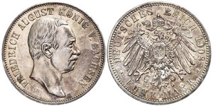 5 Mark 萨克森王国 (1806 - 1918) 銀 弗里德里希·奥古斯特三世 (萨克森国王)