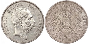 5 Mark 萨克森王国 (1806 - 1918) 銀 阿尔贝特 (萨克森)