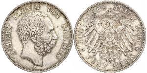 5 Mark 萨克森王国 (1806 - 1918) 銀 阿尔贝特 (萨克森)