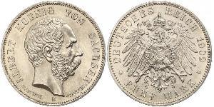 5 Mark 萨克森王国 (1806 - 1918) 銀 阿尔贝特 (萨克森)