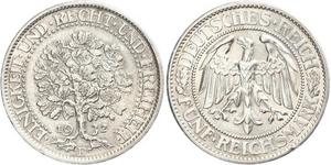 5 Mark 魏瑪共和國 (1919 - 1933) / 德国 銀 