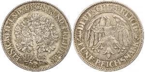 5 Mark 魏瑪共和國 (1919 - 1933) / 德国 銀 