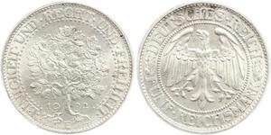 5 Mark 魏瑪共和國 (1919 - 1933) / 德国 銀 