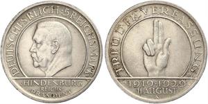 5 Mark / 5 Reichsmark République de Weimar (1918-1933) Argent Paul von Hindenburg