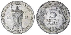 5 Mark / 5 Reichsmark République de Weimar (1918-1933) Argent 