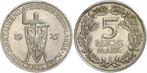 5 Mark / 5 Reichsmark Repubblica di Weimar (1918-1933) Argento 