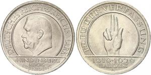 5 Mark / 5 Reichsmark Repubblica di Weimar (1918-1933) Argento Paul von Hindenburg