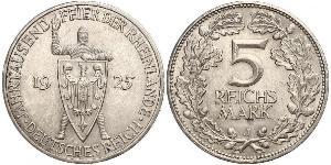 5 Mark / 5 Reichsmark Repubblica di Weimar (1918-1933) Argento 
