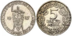 5 Mark / 5 Reichsmark Repubblica di Weimar (1918-1933) Argento 