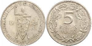 5 Mark / 5 Reichsmark Repubblica di Weimar (1918-1933) Argento 