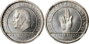 5 Mark / 5 Reichsmark Repubblica di Weimar (1918-1933) Argento Paul von Hindenburg