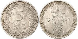 5 Mark / 5 Reichsmark República de Weimar (1918-1933) Plata 