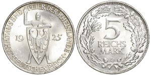 5 Mark / 5 Reichsmark República de Weimar (1918-1933) Plata 