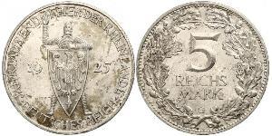 5 Mark / 5 Reichsmark República de Weimar (1918-1933) Plata 