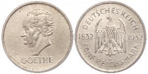 5 Mark / 5 Reichsmark República de Weimar (1918-1933) Plata 