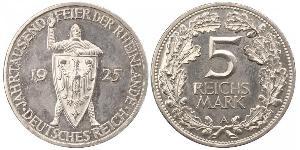 5 Mark / 5 Reichsmark República de Weimar (1918-1933) Plata 