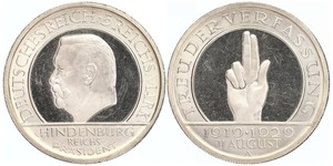 5 Mark / 5 Reichsmark Weimarer Republik (1918-1933) Silber Paul von Hindenburg