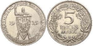 5 Mark / 5 Reichsmark Weimar Republic (1918-1933) Silver 