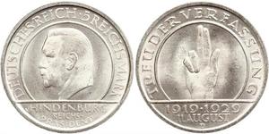 5 Mark / 5 Reichsmark Weimar Republic (1918-1933) Silver Paul von Hindenburg