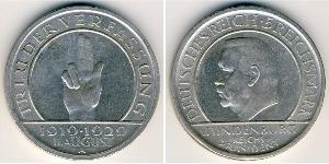 5 Mark / 5 Reichsmark Weimar Republic (1918-1933) Silver Paul von Hindenburg