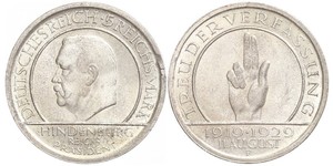 5 Mark / 5 Reichsmark Weimar Republic (1918-1933) Silver Paul von Hindenburg