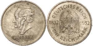 5 Mark / 5 Reichsmark 魏瑪共和國 (1919 - 1933) 銀 