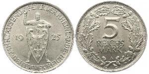 5 Mark / 5 Reichsmark 魏瑪共和國 (1919 - 1933) 銀 