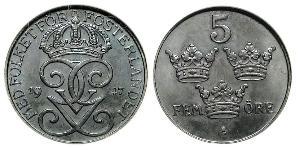 5 Ore Suecia Acero/Bronce Gustavo V de Suecia (1858 - 1950)