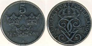 5 Ore Schweden Bronze/Stahl Gustav V. (Schweden) (1858 - 1950)