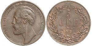 5 Ore Suède Cuivre Oscar II de Suède (1829-1907)