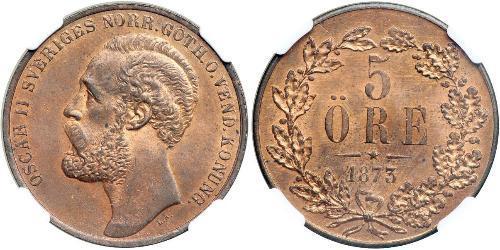 5 Ore Schweden Kupfer Oskar II. (Schweden) (1829-1907)
