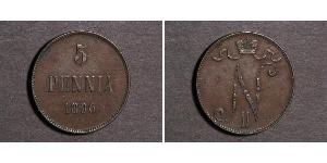 5 Penny Gran Ducado de Finlandia (1809 - 1917) Cobre Nicolás II (1868-1918)