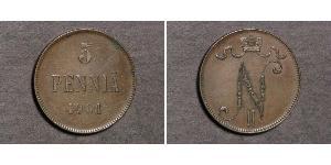 5 Penny Gran Ducado de Finlandia (1809 - 1917) Cobre Nicolás II (1868-1918)
