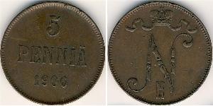 5 Penny Grand Duchy of Finland (1809 - 1917) Copper Nicholas II (1868-1918)