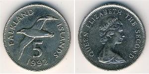 5 Penny Falkland Islands Copper/Nickel Elizabeth II (1926-2022)