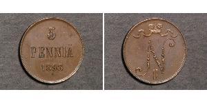 5 Penny Grand-duché de Finlande (1809 - 1917) Cuivre Nicolas II (1868-1918)