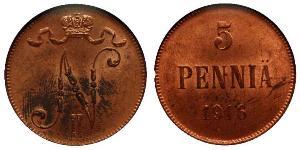 5 Penny Grand-duché de Finlande (1809 - 1917) Cuivre Nicolas II (1868-1918)