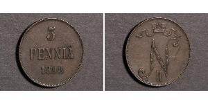 5 Penny Großfürstentum Finnland (1809 - 1917) Kupfer Nikolaus II (1868-1918)