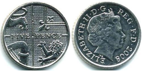 5 Penny Vereinigtes Königreich (1922-) Kupfer/Nickel Elizabeth II (1926-2022)
