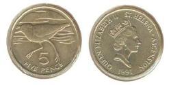 5 Penny Santa Helena (1981 - ) Níquel/Cobre Isabel II (1926-2022)