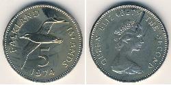 5 Penny Isole Falkland Rame/Nichel Elisabetta II (1926-2022)