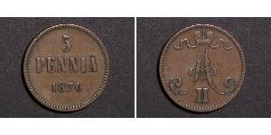 5 Penny Grand Duchy of Finland (1809 - 1917)  Alexander II of Russia (1818-1881)