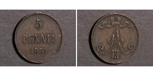 5 Penny Granducato di Finlandia (1809 - 1917)  Alessandro III (1845 -1894)