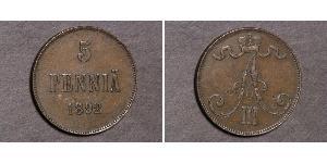 5 Penny Granducato di Finlandia (1809 - 1917)  Alessandro III (1845 -1894)