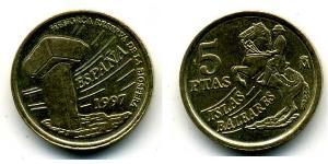 5 Peseta Regno di Spagna (1976 - ) Alluminio/Bronzo Juan Carlos I (1938 - )