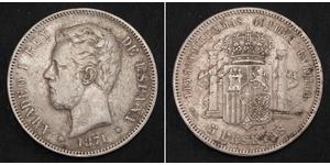 5 Peseta Kingdom of Spain (1814 - 1873) Argent Amédée Ier (roi d