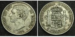 5 Peseta Kingdom of Spain (1874 - 1931) Argent Alfonso XII of Spain (1857 -1885)