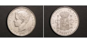 5 Peseta Kingdom of Spain (1874 - 1931) Argent 