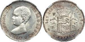 5 Peseta Kingdom of Spain (1874 - 1931) Argent Alfonso XIII of Spain (1886 - 1941)