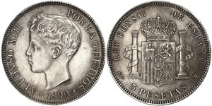 5 Peseta Kingdom of Spain (1874 - 1931) Argent 